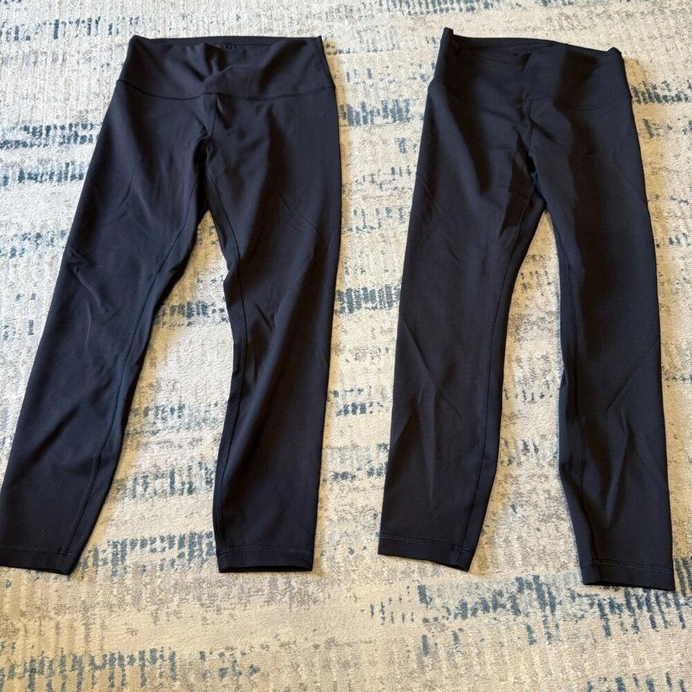 Set of 2 Women Size 8 Lululemon Wunder Train High-Rise Tight Leggings Black 25"